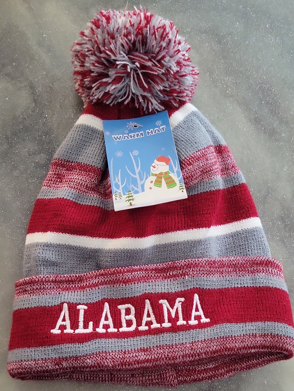 Alabama Kids Pom Beanie - Red & Gray